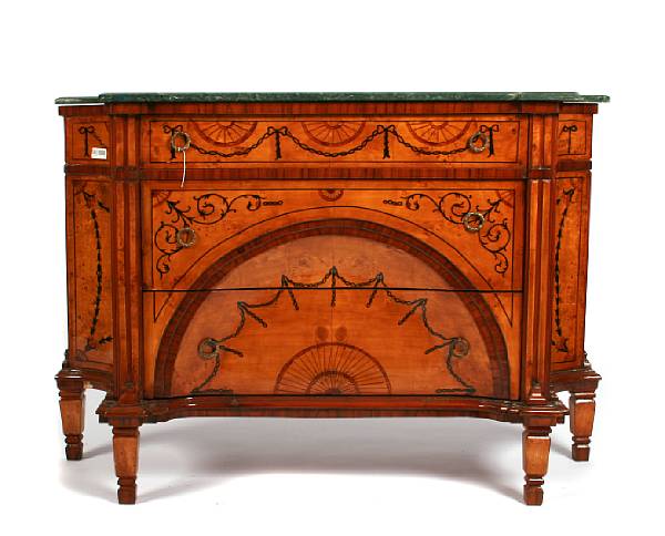 Appraisal: A Louis XVI style paint decorated commode with marble top