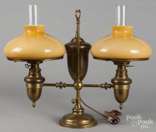 Appraisal: Brass double-arm student lamp '' h