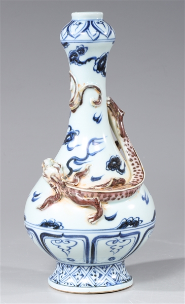 Appraisal: Chinese garlic mouth porcelain vase with blue and white designs