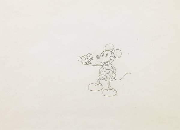 Appraisal: Three Walt Disney animation drawings of Mickey Mouse all graphite