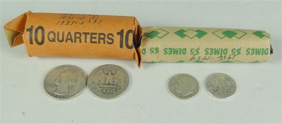 Appraisal: Silver Lot Roll Coins of Washington Quarters All from with