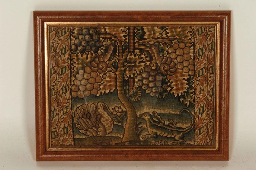 Appraisal: A PAIR OF TH CENTURY NEEDLEWORK PANELS featuring a turkey