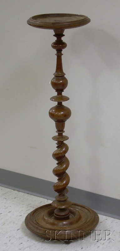 Appraisal: Italian th Century Turned Walnut Pedestal ht top dia in