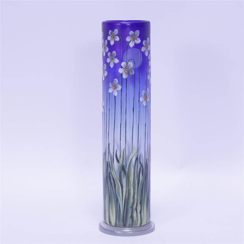 Appraisal: Fritz Heckert Art Nouveau Enameled Floral Glass Vase with Reverse