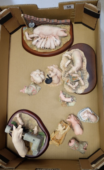 Appraisal: A collection of Border Fine Arts resin pigs some on