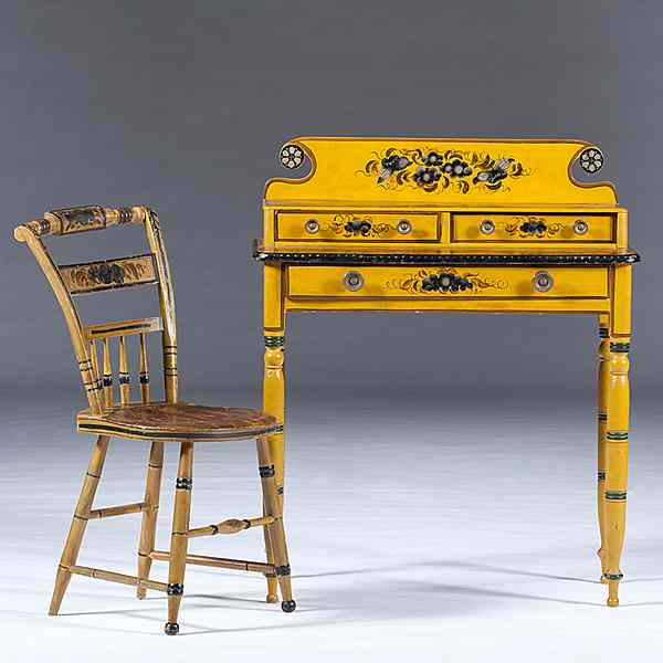 Appraisal: New England Painted Dressing Table and Chair New England possibly