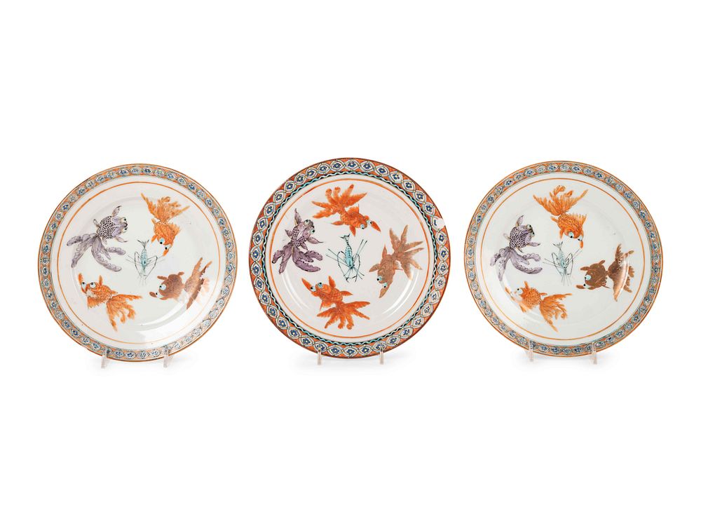 Appraisal: Three Chinese Export Famille Rose Porcelain Plates Three Chinese Export