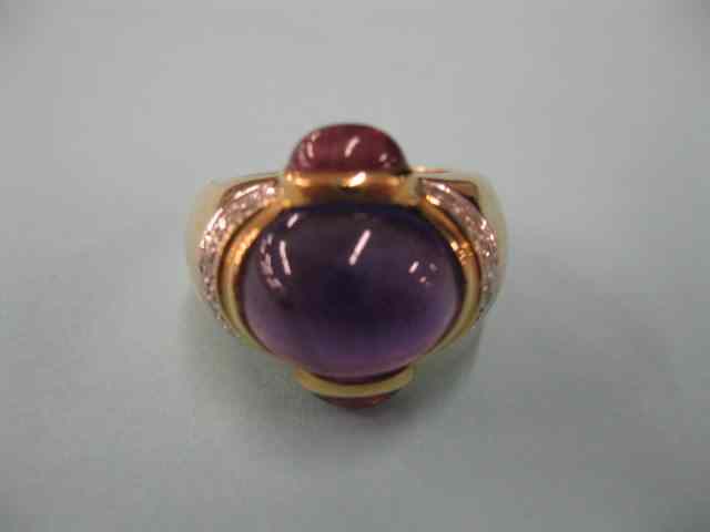 Appraisal: Ruby Amethyst Diamond Ring richcabachon gems in k yellow gold