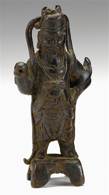 Appraisal: Chinese bronze guardian figure tang dynasty Signs of gilt and