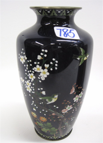 Appraisal: JAPANESE CLOISONNE VASE colorful flower and bird scene on a