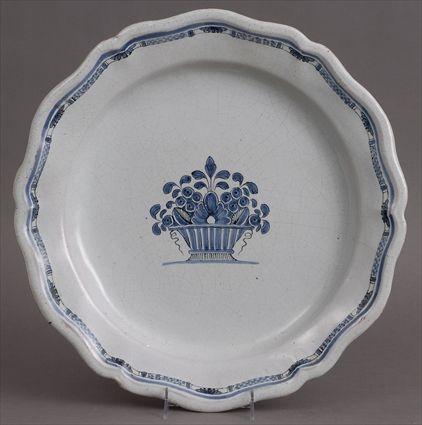 Appraisal: FAIENCE BLUE AND WHITE CHARGER Centered by fruit and foliate-filled