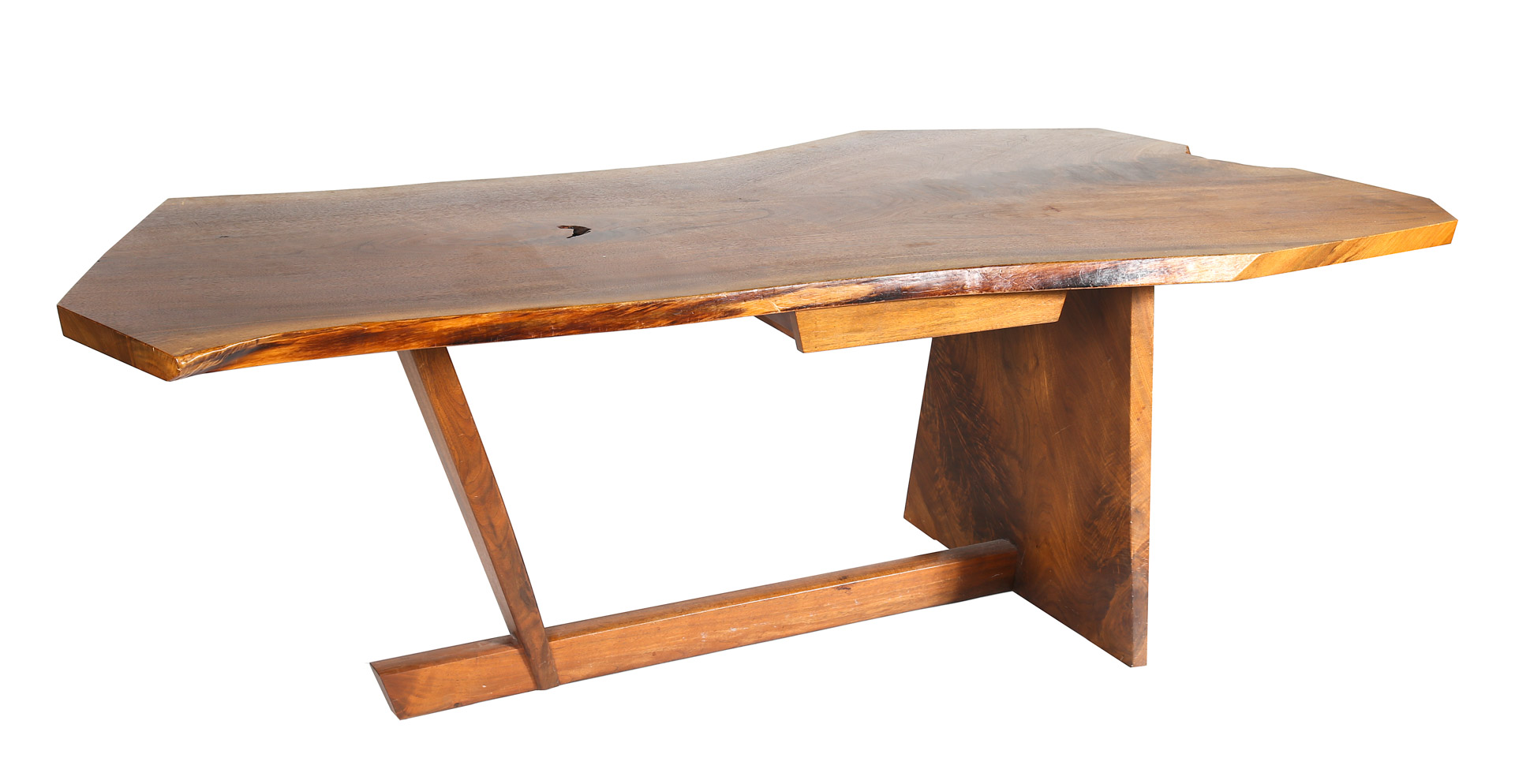 Appraisal: George Nakashima Minguren walnut desk Japanese American - Shaped top