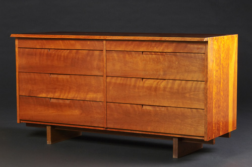 Appraisal: GEORGE NAKASHIMA Eight-drawer cherry dresser with pinned and dovetailed case