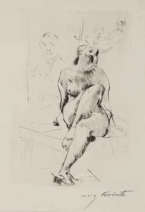 Appraisal: Lovis Corinth - Seated nude etching with drypoint on J