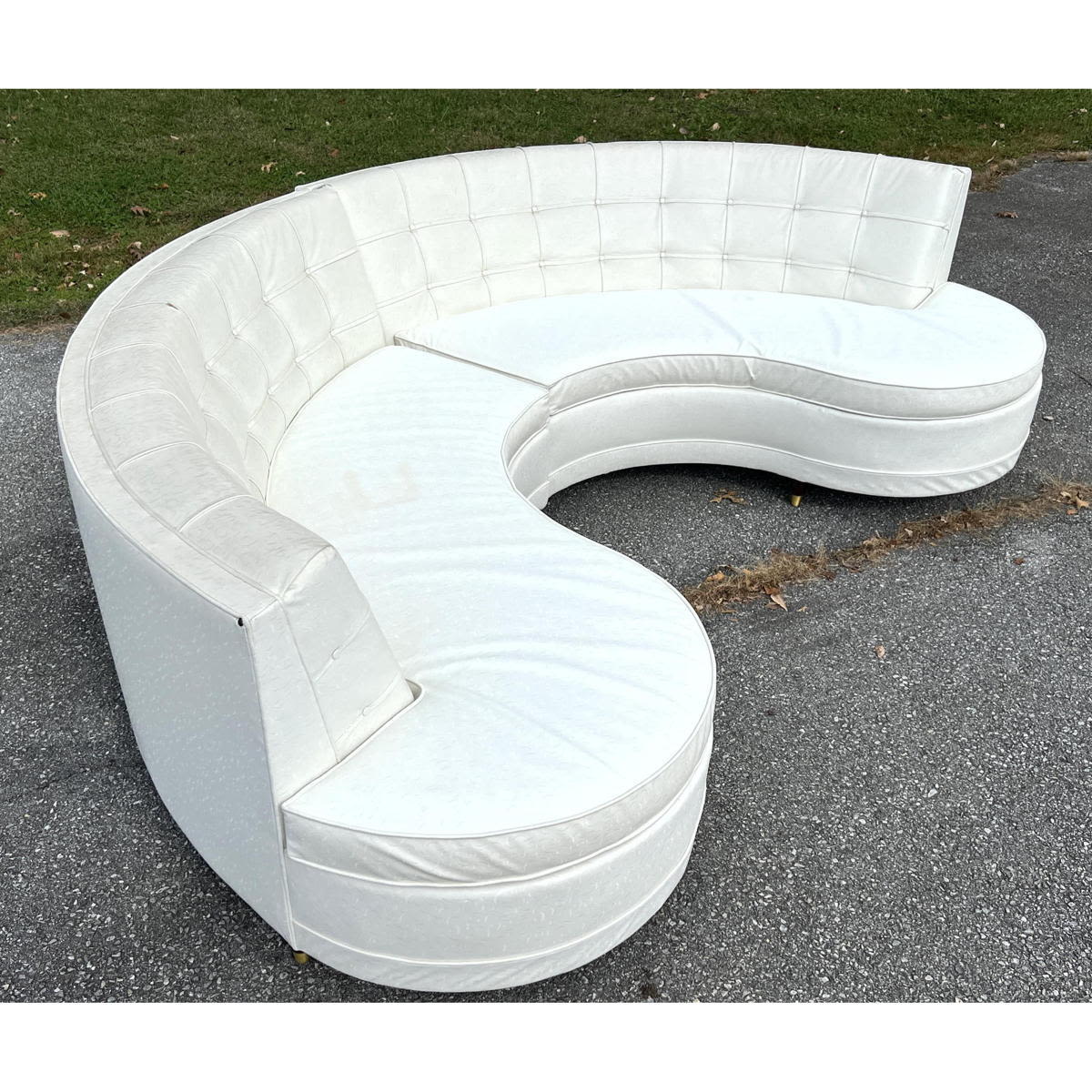 Appraisal: Part Semi Round Curved Sectional Sofa Seating Tufted upholstery Short