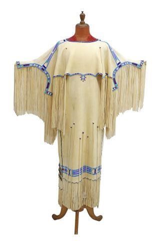 Appraisal: lot Native American beaded and fringed buckskin dress th c