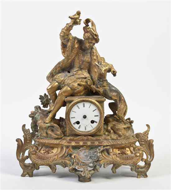 Appraisal: A Gilt Bronze Figural Mantel Clock depicting a man and