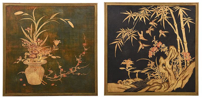 Appraisal: Two Asian Style Embossed Panels probably Japanese th century two