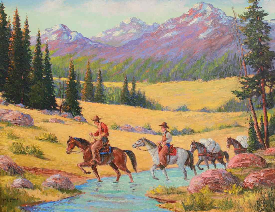 Appraisal: BENKERT William R American th Century Cowboys Pack Horses Crossing