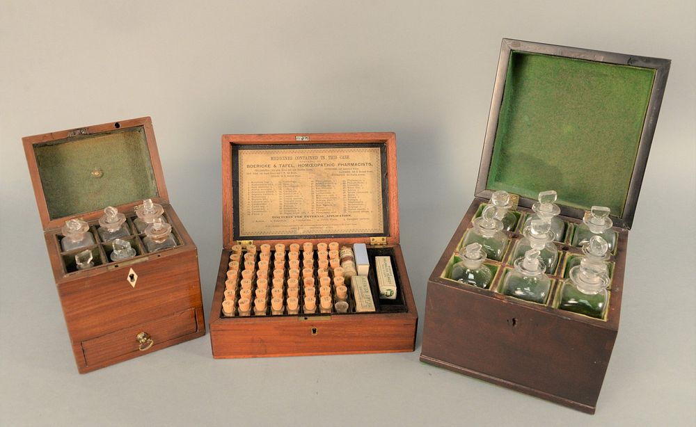 Appraisal: Group of Three Medical Apothecary Boxes larger one opening to