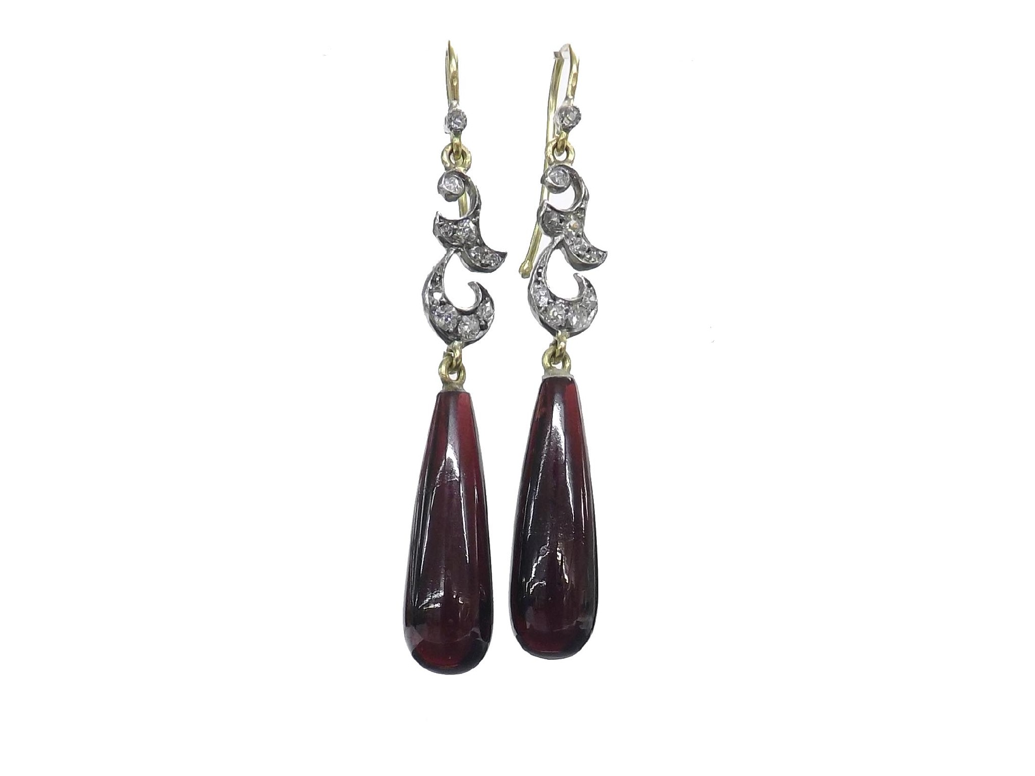 Appraisal: Pair of attractive diamond and garnet coloured glass pear drop