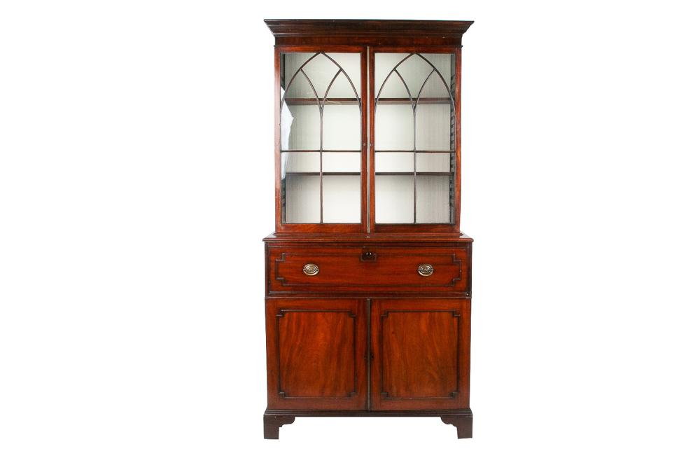 Appraisal: GEORGIAN MAHOGANY SECRETAIRE BOOKCASE inches wide inches deep inches high