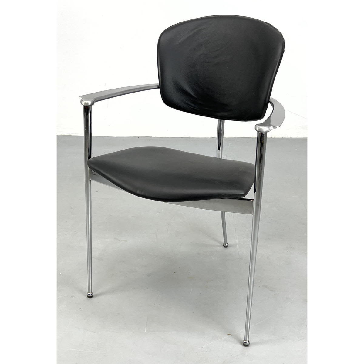 Appraisal: Andrew World chrome and leather side chair Made in Spain