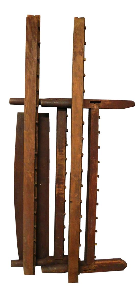 Appraisal: th C American low bedstead with rope pins maple and