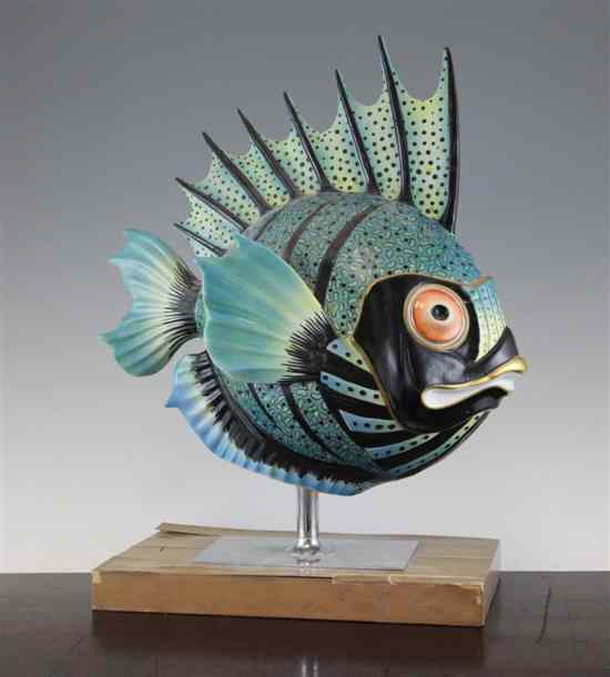 Appraisal: Mangani a 's Italian ceramic 'exotic fish' sculpture on a