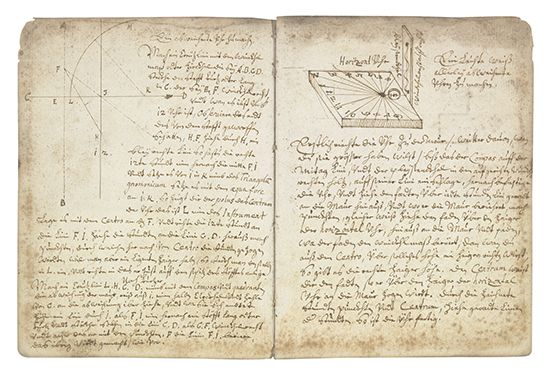 Appraisal: MANUSCRIPT Notebook on sundial construction manuscript in german and latin