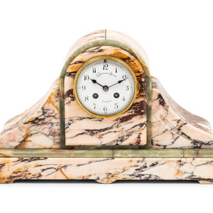 Appraisal: A Continental Marble Mantel Clock Circa the dial signed L