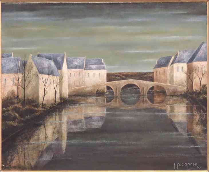 Appraisal: JEAN PIERRE CAPRON FRENCH - BRIDGE OVER CANAL Oil on