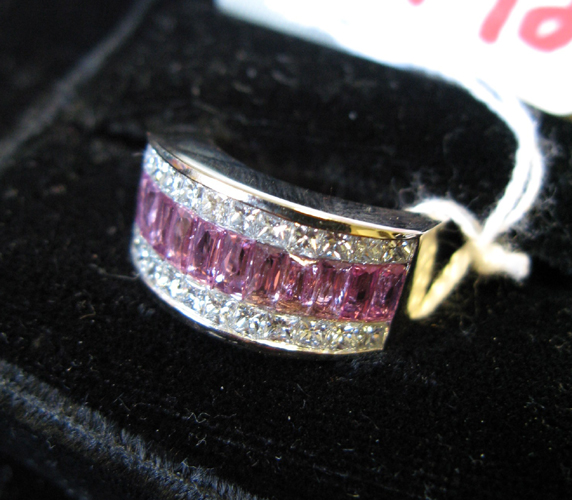 Appraisal: PINK TOURMALINE DIAMOND AND EIGHTEEN KARAT WHITE GOLD RING set