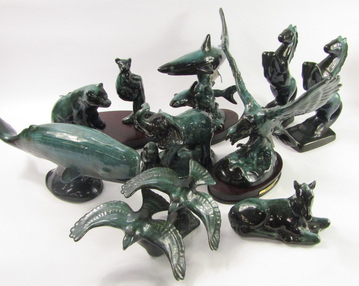 Appraisal: Blue Mountain Pottery figures and groups green glaze comprising a