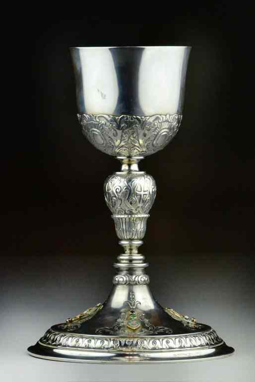 Appraisal: A Fine Silver And Jeweled Presentation ChaliceA gilt washed chalice