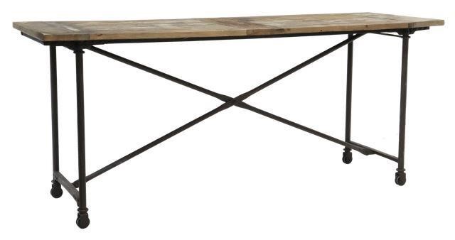 Appraisal: Restoration Hardware Flatiron rectangular bar table st c reclaimed natural