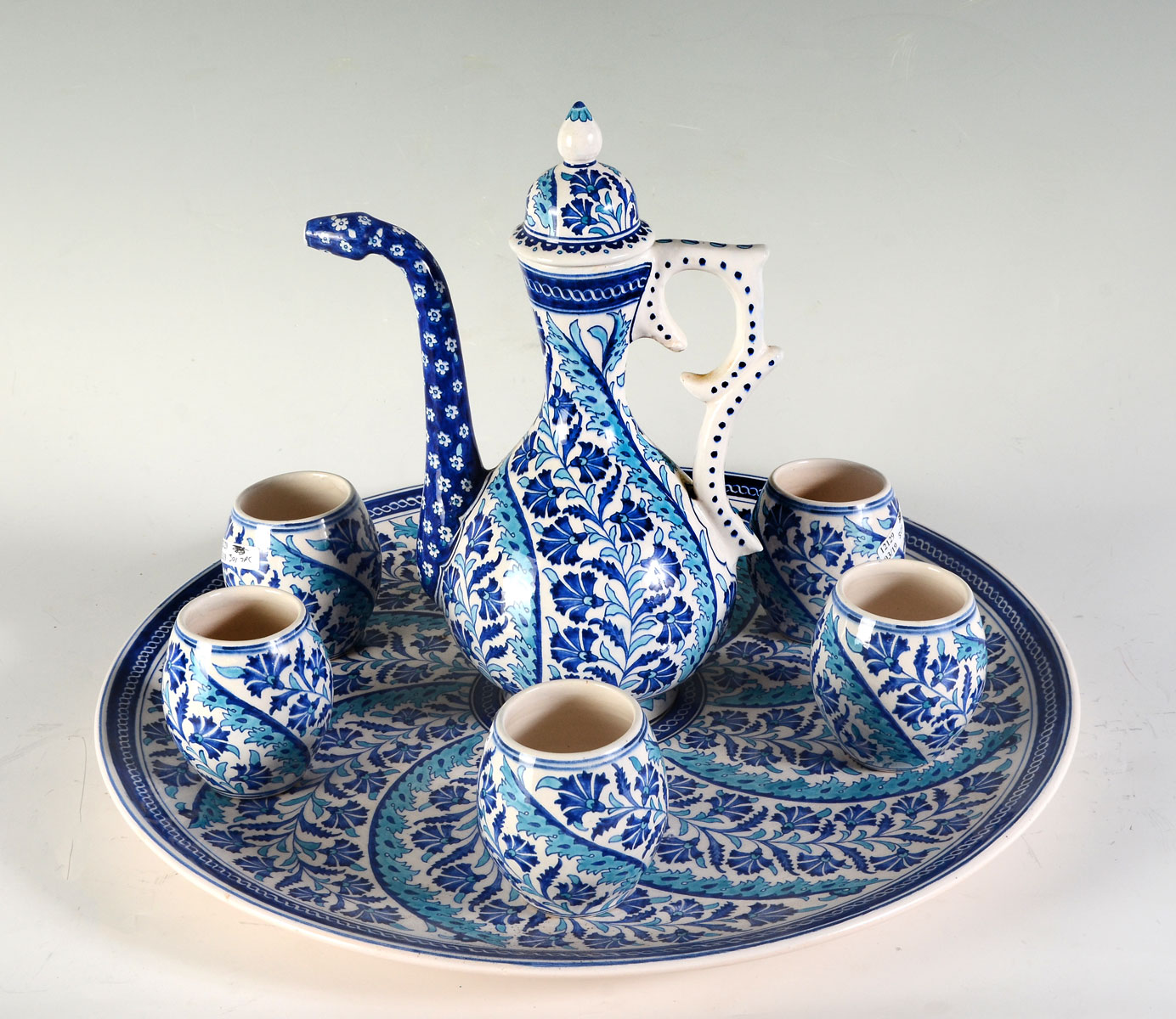 Appraisal: ATTRACTIVE KUTAHYA TURKISH CERAMIC TEA SET WITH UNDER TRAY Matching