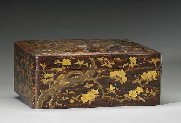 Appraisal: A large lacquered wood document box ryoshi bako Mid-Edo Period