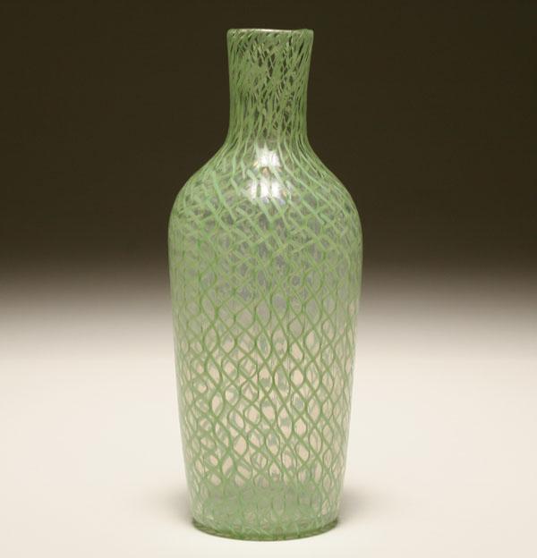 Appraisal: Dino Martens Latticino vase Composed of lime green ribbon canes