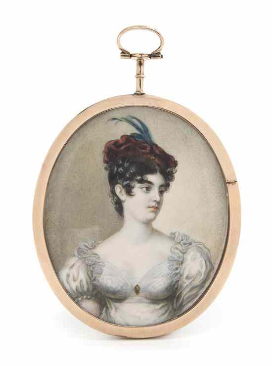 Appraisal: A Victorian Mourning Portrait Miniature on Ivory depicting a lady