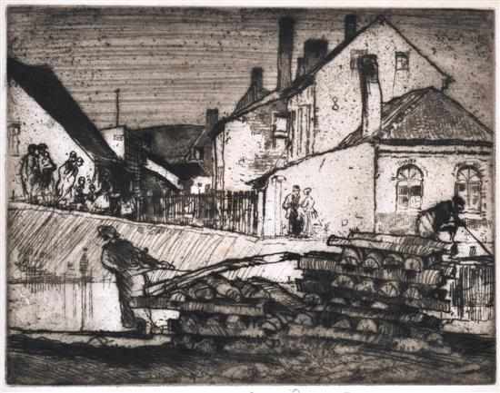 Appraisal: FRANK BRANGWYN BRITISH - Hauling the Logs etching x cm