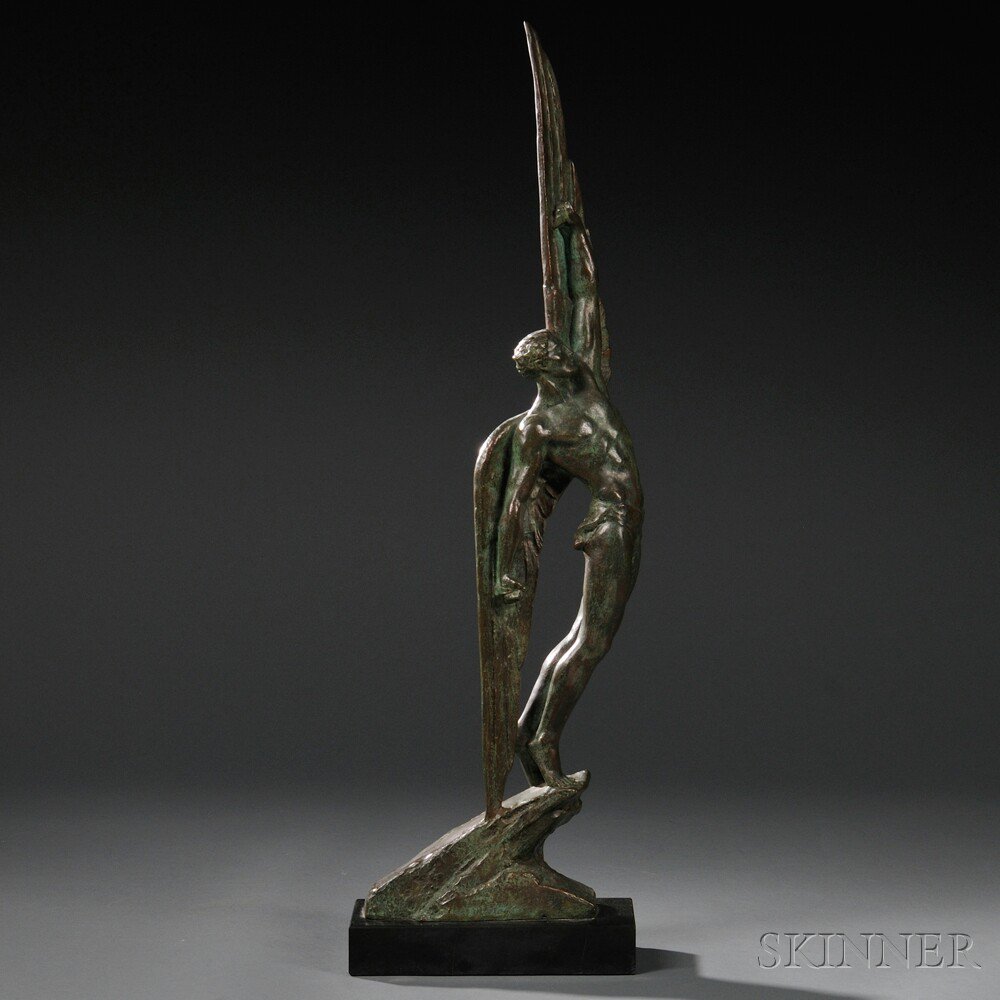 Appraisal: After Pierre Le Faguays French - Icarus the verdigris-patinated bronze