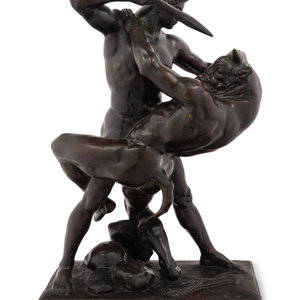 Appraisal: Antoine-Louis Barye French - Theseus Slaying the Minotaur bronze signed