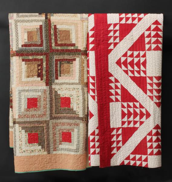 Appraisal: LOG CABIN AND FLYING GEESE PATTERN QUILTSA contemporary log cabin