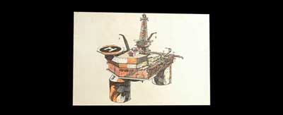 Appraisal: Corgi Kits original proposed drawing for oil platform which was