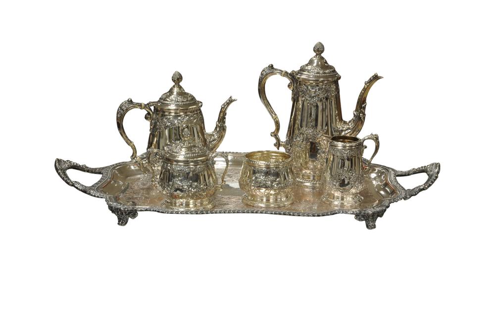 Appraisal: REED BARTON STERLING FIVE-PIECE TEA COFFEE SERVICEGeorgian pattern comprising a