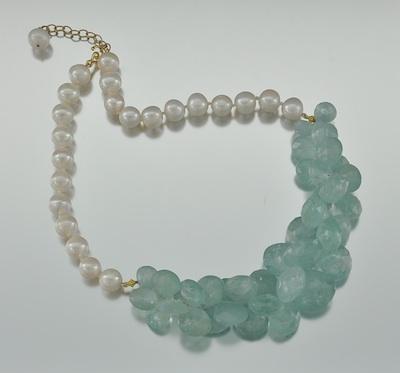 Appraisal: A Designer Necklace with Aquamarine Freshwater Pearls by Linda Bergman