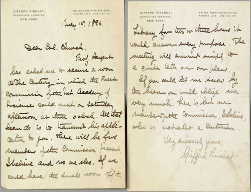 Appraisal: Four Gifford Pinchot signed letters to include two handwritten and