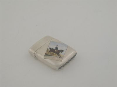 Appraisal: A late Victorian vesta case enamelled with a lady riding