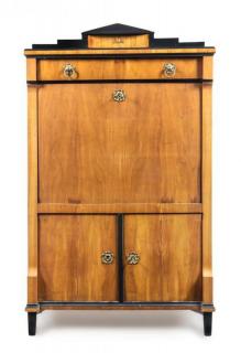 Appraisal: A Biedermeier Parcel Ebonized Cherry Secretary Height x width x